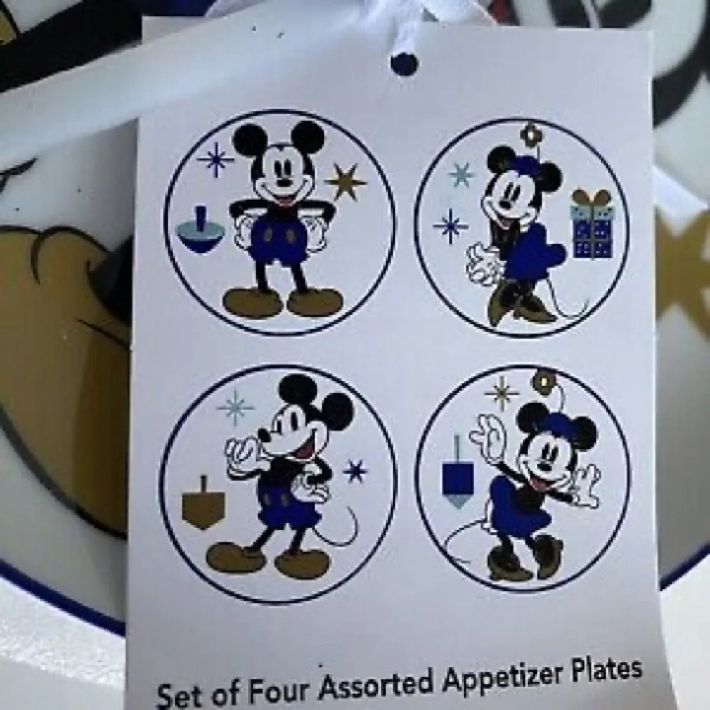 Disney Mickey & Minnie Mouse Hanukkah Celebration Appetizer Plates set o…